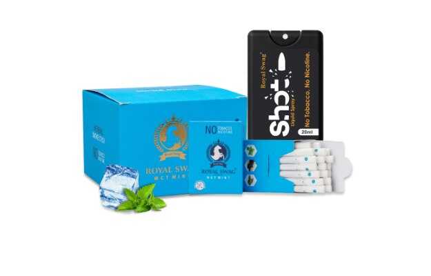 Royal Swag Ayurvedic & Herbal Cigarette, Mint Flavour Smoke Tobacco Free Cigarettes with Shot Helps in Quit Smoking (200 Sticks, 20 ML Shot) Smoking Cessations