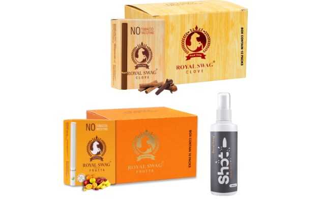 Royal Swag Ayurvedic & Herbal Cigarette, Combo Pack of Frutta and Clove Flavour (200 Stick Each) With Nicotine Free & Tobacco Free Cigarettes With Shot Helps in Quit Smoking  (400 Sticks, 1 Shot 100 ML) Smoking Cessations