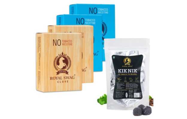 Royal Swag Ayurvedic Cigarette Clove & Mint Flavour(20 Sticks Each) With Kik Nik Candy(85g) Smoking Cessations (Pack Of 40)
