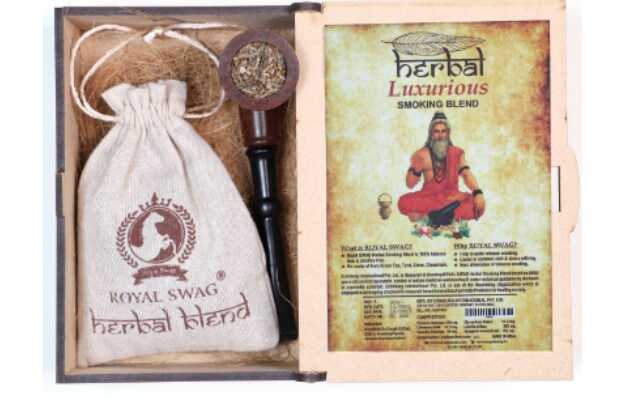 Royal Swag Tobacco & Nicotine Free Ayurvedic Smoking Mixture Blend 30g With Wooden Pipe Smoking Cessations (Pack of 1)