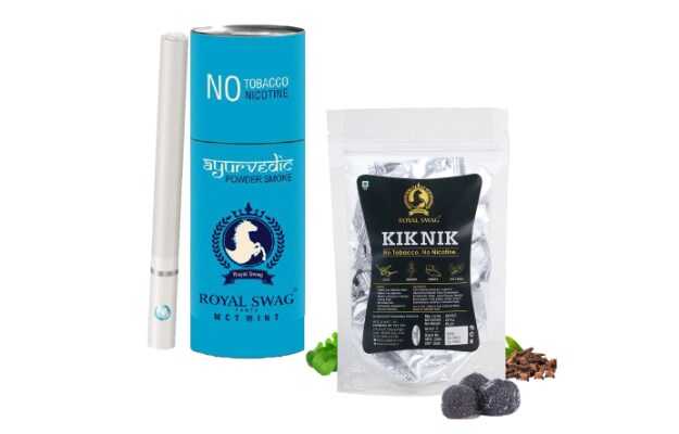 Royal Swag Ayurvedic Cigarette Combo Mint Flavor 5 Stick With Kik Nik Candy(85g) Set Of 2 Smoking Cessations (Pack of 5)
