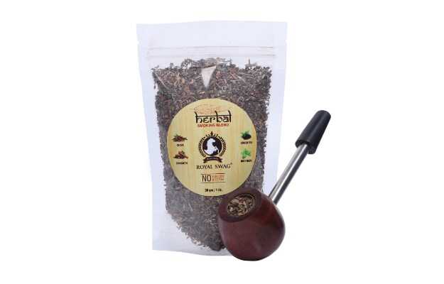 Royal Swag Tobacco & Nicotine Free Herbal Smoking Mixture 100% Natural 30g With Wooden Pipe Smoking Cessations (Pack of 1)