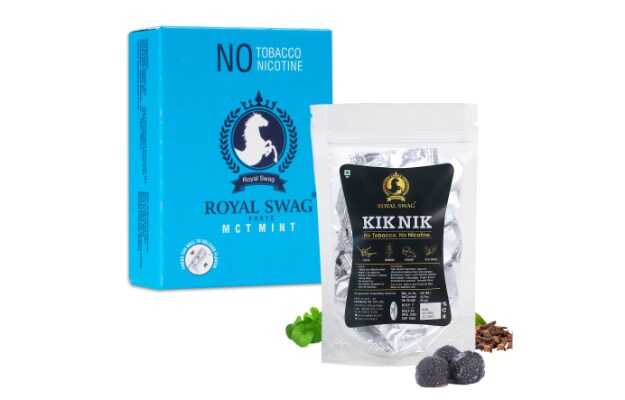 Royal Swag Ayurvedic Cigarette Combo Pack Of Mint Flavour 10 Stick With Kik Nik Candy(85g) Smoking Cessations (Pack Of 10)