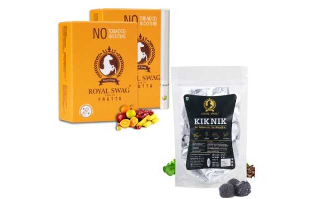 Royal Swag Ayurvedic Cigarette Combo of Frutta Flavour(20 Stick) With Kik Nik Candy(85g) Smoking Cessations (Pack of 20)