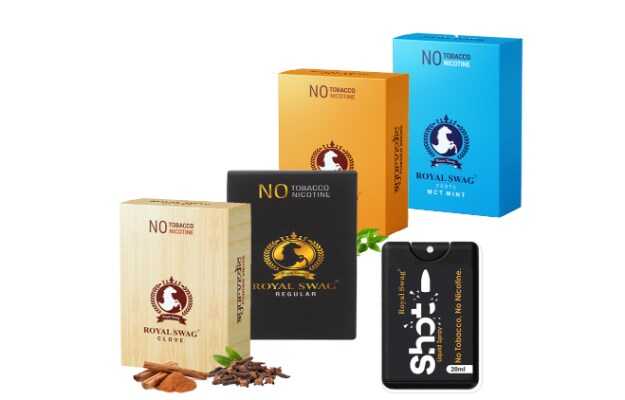 Royal Swag Herbal No Tobacco Cigarette Regular, Clove, Mint, Frutta Flavours With 20ml Shot Smoking Cessations (Pack Of 40)
