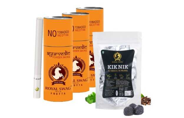 Royal Swag Ayurvedic Cigarette Combo of Frutta Flavour 15 Stick With Kik Nik Candy(85g) Smoking Cessations (Pack of 15)