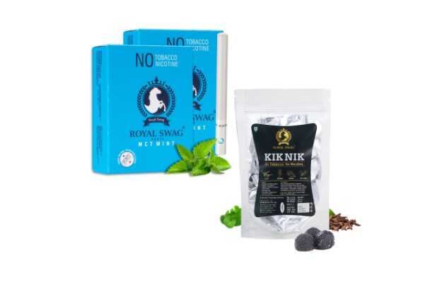 Royal Swag Ayurvedic Cigarette Combo Pack Of Mint Flavour(40 Stick) With Kik Nik Candy(85g) Smoking Cessations (Pack Of 40)