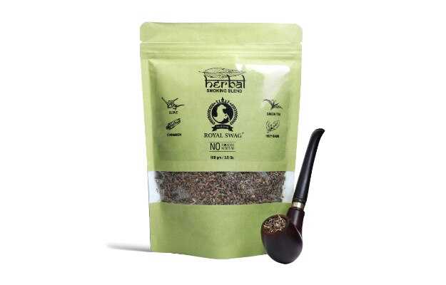 Royal Swag Tobacco & Nicotine Free Herbal Smoking Mixture 100% Natural 100g With Wood Pipe Smoking Cessations (Pack of 1)
