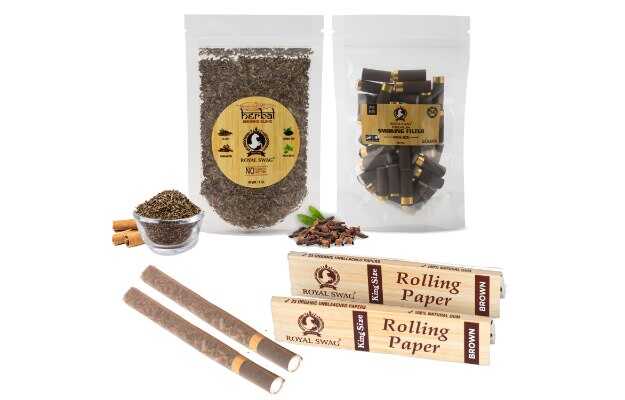 Royal Swag Herbal Smoking Mixture 30g, King Size Rolling Paper (66pc) With Clove Filter 50pc Smoking Cessations (Pack Of 116)