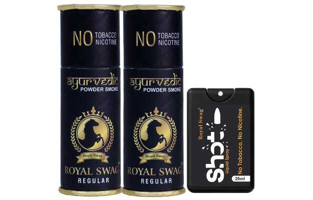 Royal Swag Herbal Cigarette Tobacco/Nicotine Free Regular Flavour (10 Sticks) With 20ml Shot Smoking Cessations (Pack of 10
