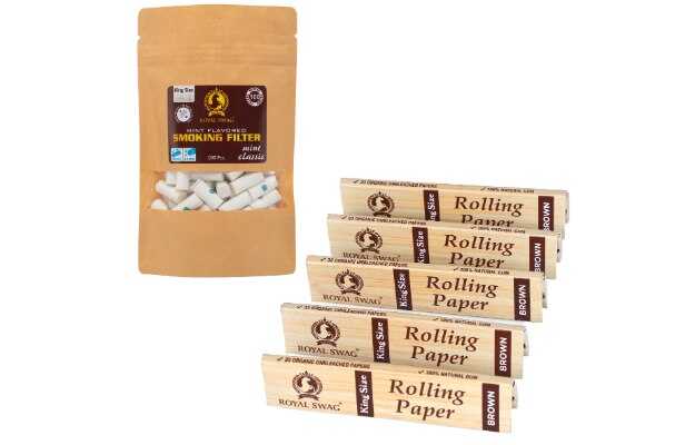 Royal Swag King Size Smoking Rolling Papers (Pack Of 5 *33 Leaf) With Mint Filters 100 Pc Smoking Cessations (Pack of 265)
