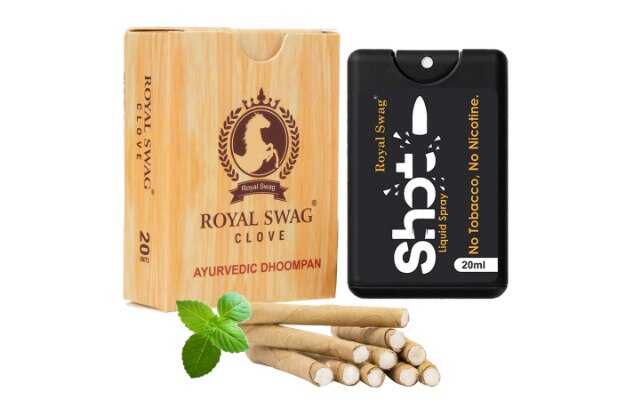 Royal Swag Herbal Smoke Long Filter Bidi Tobacco-Free,Nicotine Free 20 Stick With 20ML Shot Smoking Cessations (Pack of 20)