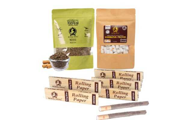 Royal Swag Herbal Smoking Mixture 100g, KingSize Rolling Paper(165pc) & Frutta Filter 100pc Smoking Cessations (Pack of 265)