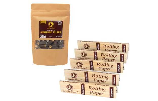 Royal Swag King Size Smoking Rolling Papers (Pack Of 5*33 Leaf) With Clove Filters 100 Pc Smoking Cessations (Pack of 265)