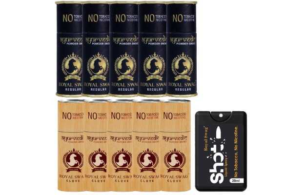 Royal Swag Herbal Cigarettes Regular, Clove Flavour (50 Stick) With 20ML Shot - No Tobacco Smoking Cessations (Pack of 50)