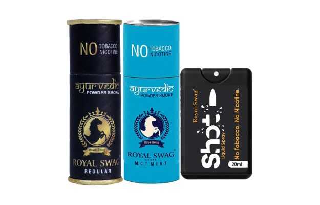 Royal Swag Herbal Cigarettes Regular, Mint Flavour(10 Stick) With 20ML Shot - Nicotine Free Smoking Cessations (Pack of 10)
