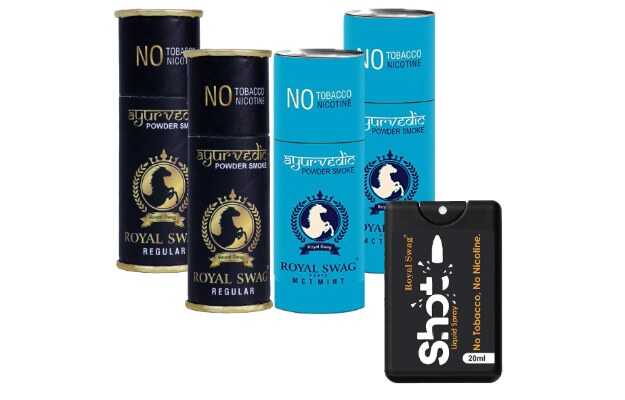 Royal Swag Herbal Cigarettes Regular, Mint Flavour (20 Stick) With 20ML Shot - Tobacco Free Smoking Cessations (Pack of 20)