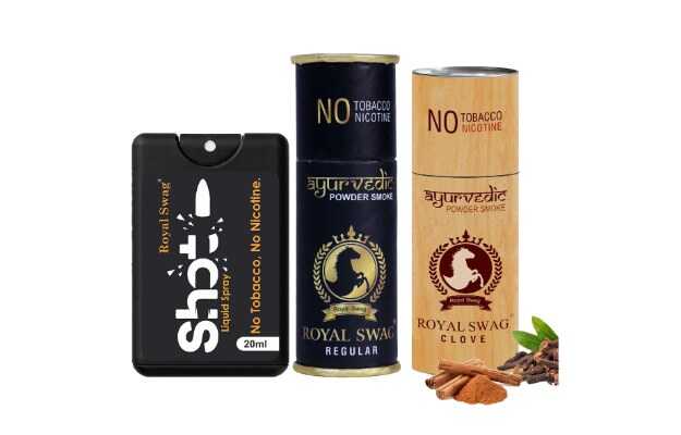 Royal Swag Herbal Cigarettes Regular, Clove Flavour (10 Stick) With 20ML Shot - Tobacco Free Smoking Cessations (Pack of 10)