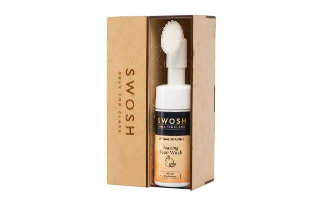 SWOSH Natural Vitamin C Foaming For Pimple Prone & Oily Skin - No Parabens, Sulphate, Silicones & Colour (with Built-in Brush) Face Wash (100 ml)