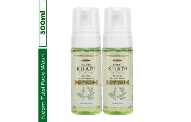 SWOSH Khadi Neem, Tulsi & Vitamin E Oil Control Foaming 150ML Paraben Free Men & Women All Skin Types Face Wash (150 ml)