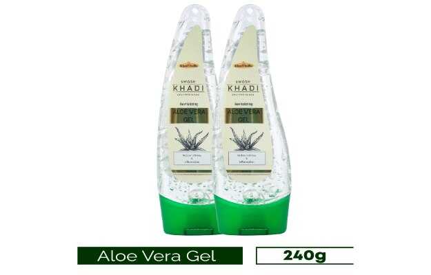 SWOSH Khadi 100% Pure Aloe Vera Face Gel 120g (Pack Of 2) Freshly Cut From Aloe Plant (240 g)