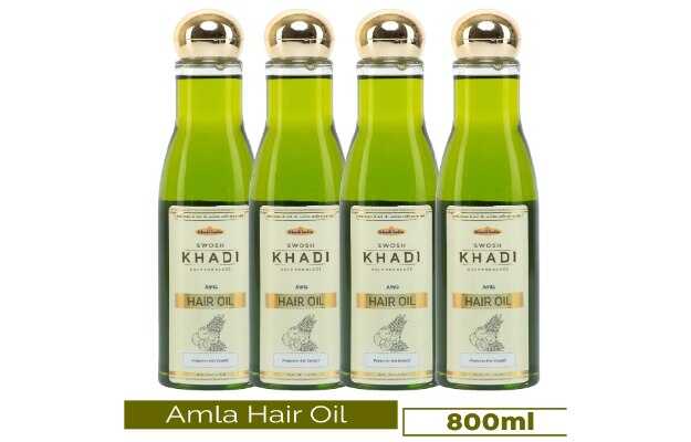 SWOSH Khadi Amla & Bhringraj Hair Oil 200ML (Pack Of 4) Reduce Premature Greying Hair Oil (800 ml)