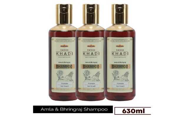 SWOSH Khadi Amla & Bhringraj Hair Cleanser Hair Fall Control Shampoo 210 ML(Pack Of 3) (630 ml)
