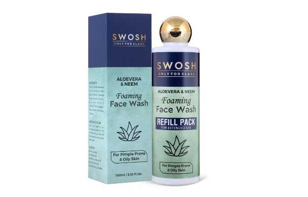 SWOSH Aloe Vera & Neem Foaming  2 In 1 Refill Pack For Pimple Prone & Oily Skin- No Parabens, Sulphate, Silicones & Color, Pack of 200 ml Face Wash 