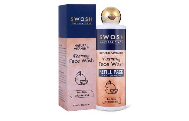 SWOSH Natural Vitamin C Foaming  2 In 1 Refill Pack For Pimple Prone & Oily Skin - No Parabens, Sulphate, Silicones & Colour, Pack of 200 ml Face Wash