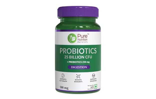 Pure Nutrition Probiotics 25 billion CFU + Prebiotics 250 mg, Prebiotics and Probiotics capsules