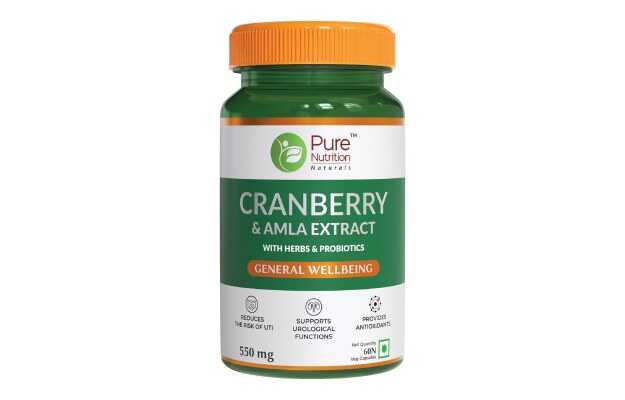 Pure Nutrition Cranberry and Amla Extract Capsules, Supports Urological Health & manage UTIs