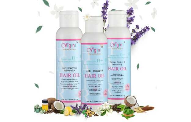 Vigini Natural Actives Early Greying Prevention Hair Oil, Damage Control Repair Restore Nourishing Hair Oil & Anti-Dandruff Hair Oil