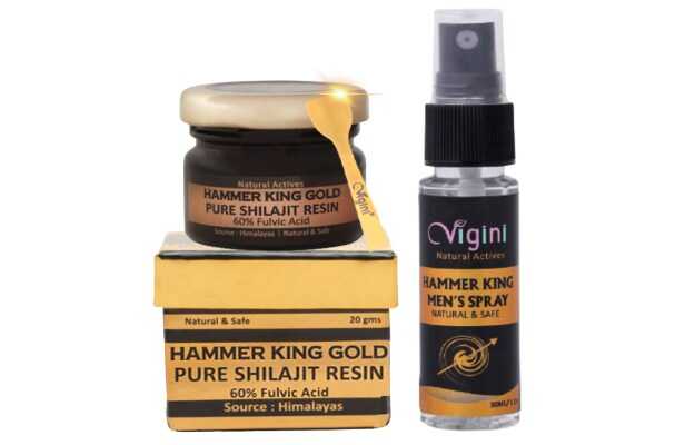 Vigini Natural Actives Penis Enlargement Hammer King Mens Spray Oil & Hammer King Gold Pure Shilajit Resin