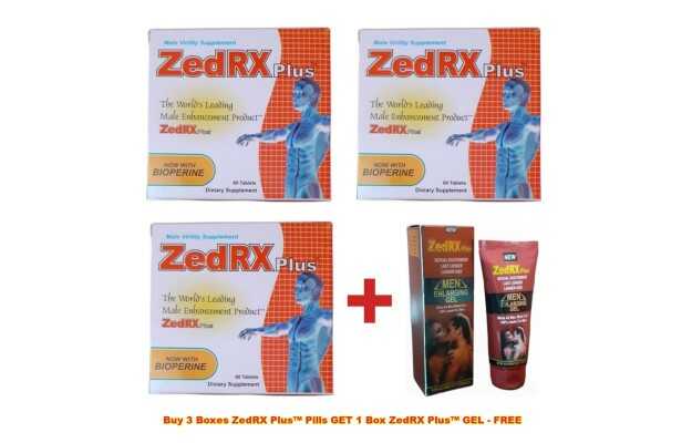 ZedRX Plus™ - Erectile Dysfunction & Penis Erection Pills - 3 Boxes & GET ZedRX Plus™  Gel Free (Combo Offer)