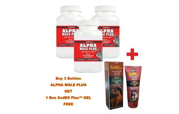 Alpha Male Plus - (Combo Offer) Sexual Performance Enhancement & Erection Pills  (60 Capsules) - 3 Bottles & Get ZedRX Plus™ GEL (Free)