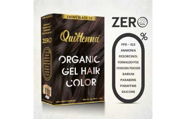QuikHenna Damage Free Organic Gel Hair Color Ebony Black 2G 120g