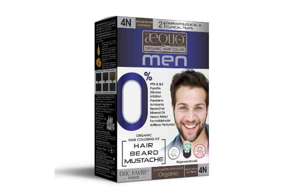 Aequo Organic Permanent Hair Color For Hair Beard & Moustache Men 4N Medium Brown 170ml