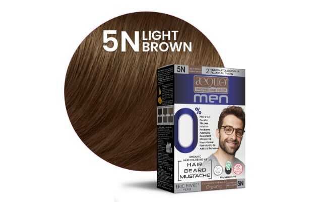 Aequo Organic Permanent Hair Color For Hair Beard & Moustache Men 5N Light Brown 170ml