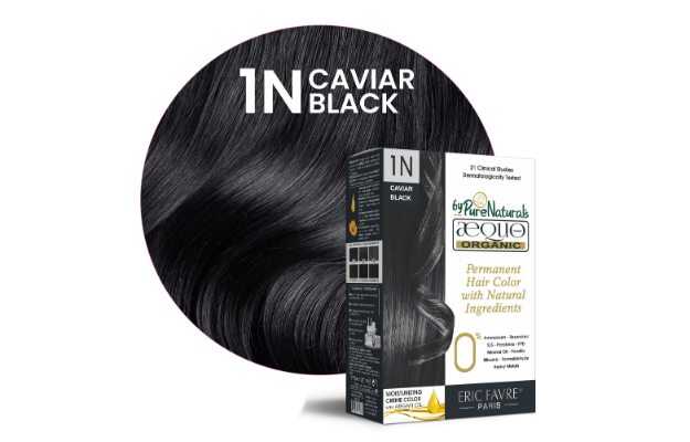 Aequo Organic Dermatologist Recommended Permanent Cream Hair Color Kit 1N Caviar Jet Black 160ml