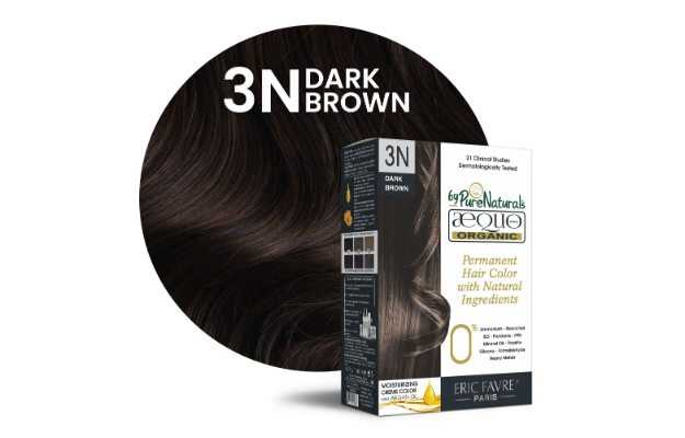 Aequo Organic Dermatologist Recommended Permanent Cream Hair Color Kit 3N Dark Brown 160ml