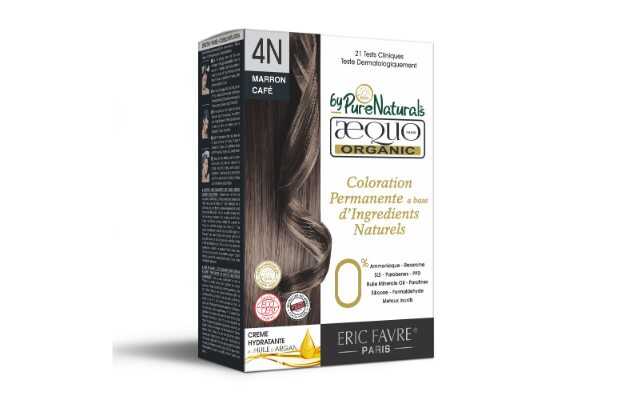 Aequo Organic Dermatologist Recommended Permanent Cream Hair Color Kit 4N Cafe Medium Brown 160ml
