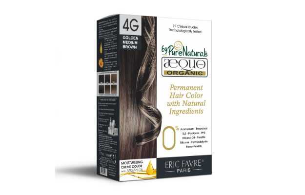 Aequo Organic Dermatologist Recommended Permanent Cream Hair Color Kit 4G Golden Medium Brown 160ml