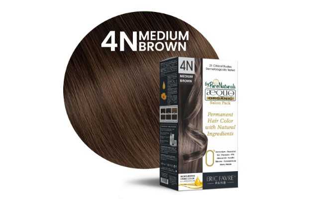 Aequo Organic Damage Free Cream Hair Color Salon Pack 4N Cafe Medium Brown 120 ml
