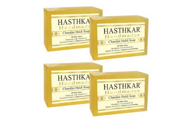 Hasthkar Handmades Glycerine Chandan Haldi Soap 125gm (Pack of 4)