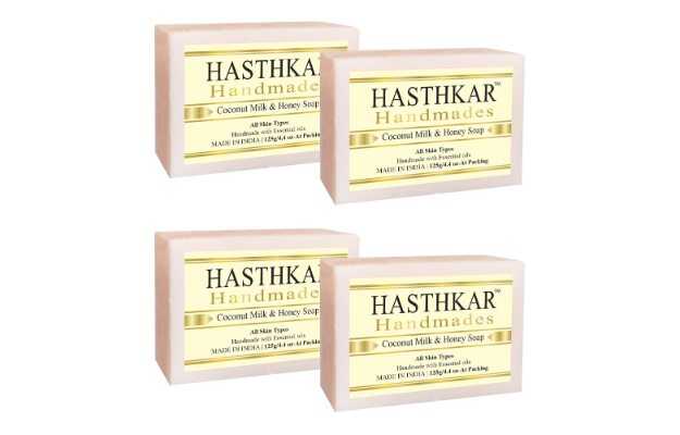 Hasthkar Handmades Glycerine Coconut Milk & Honey Soap 125gm (Pack of 4)