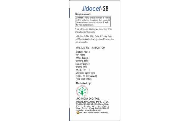 Jidocef SB Injection 375mg: Uses, Price, Dosage, Side Effects ...