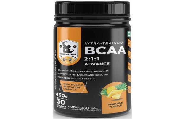 Iron Lifters Bcaa Advance Supplement Workout Powder For Boost Energy (30 Servings, 450 Gm, Pineapple Flavor)