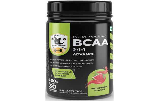 Iron Lifters Bcaa Advance Supplement Workout Powder For Boost Energy (30 Servings, 450 Gm, Watermelon Flavor)