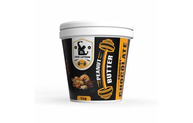 Iron Lifters High Protein Roasted Peanuts Butter Super Crunchy With Chocolate Sweetened Flavor, No Added Sugar,  Salt, Or Hydrogenated Oils,1  Kg