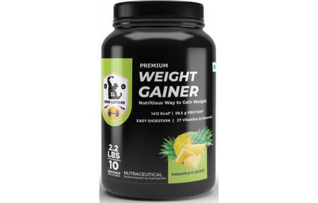 Iron Lifters Premium Weight Gainer Complete Nutritional Supplement Powder For Weight & Mass Gain - 1412 Kcal, 58.5 G Protein, 10 Servings Pack(2.2 Lbs, 998 Gm, Pineapple Flavor)